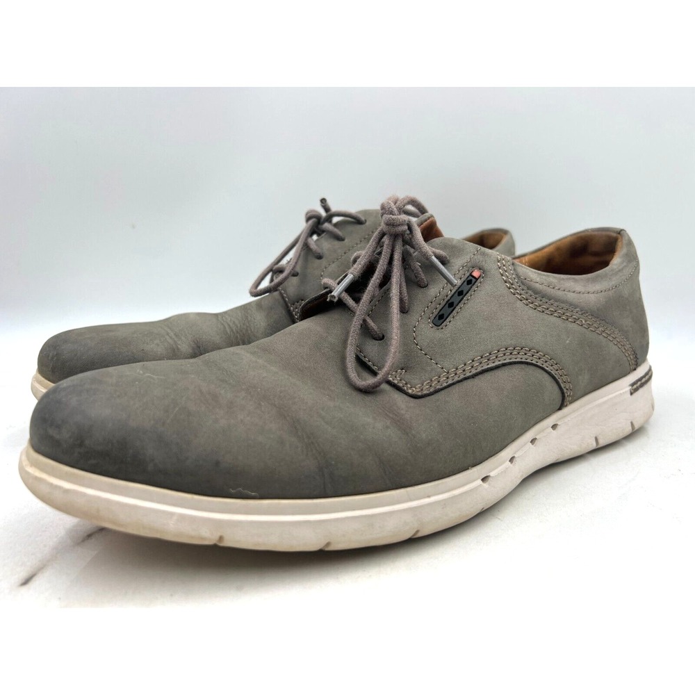 Clarks Shoes Men's 10.5M Unstructured Un Ramble Go Grey Nubuck Leather Oxfords